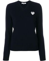 COMME DES GARÇONS PLAY - V-Neck Heart-Logo Sweater - Lyst