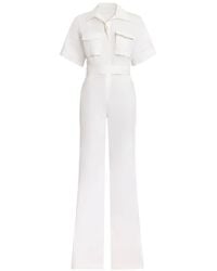 Elie Saab - Belted Short-Sleeve Jumpsuit - Lyst