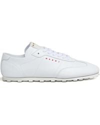 Marni - Leather Lace-Up Sneakers - Lyst