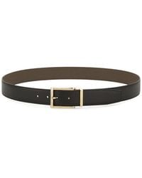 Ferragamo - Gancini Hammered Leather Reversible Belt With Rectangle Buckle - Lyst