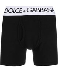 Dolce & Gabbana - Boxer en coton mélangé à taille logo - Lyst