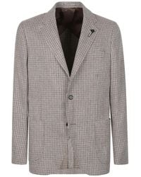 Lardini - Houndstooth-Pattern Wool Blazer - Lyst