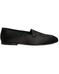 Dolce & Gabbana - Satin Logo-Plaque Loafers - Lyst