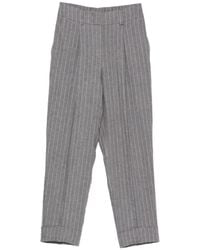 Peserico - Pinstripe-Pattern Pleated Trousers - Lyst