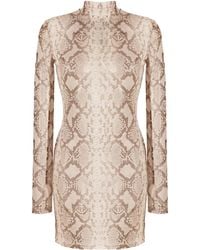 Philipp Plein - Snakeskin-Print Mock Neck Dress - Lyst