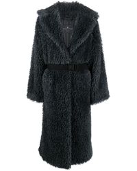 Ermanno Scervino - Belted Shearling Wool Coat - Lyst