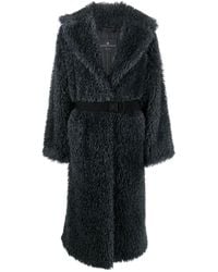 Ermanno Scervino - Belted Shearling Wool Coat - Lyst