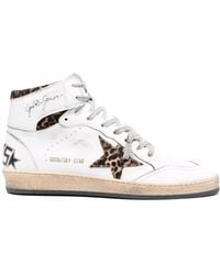 Golden Goose - Logo-Print High-Top Leather Sneakers - Lyst