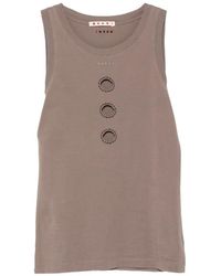 Marni - Cotton Tank Top With Cut-Out Polka Dots - Lyst