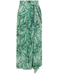 Alberta Ferretti - Butterfly-Print Silk Skirt - Lyst
