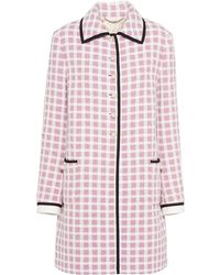 Miu Miu Straight Fit Tweed Coat - White