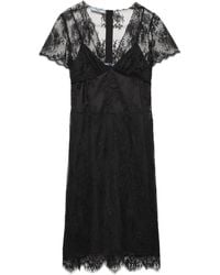 Prada - Scalloped Lace Midi Dress - Lyst