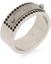 Dolce & Gabbana - Anello Targhetta Strass - Lyst