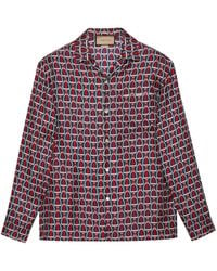 Gucci - Horsebit-print Silk Shirt - Lyst