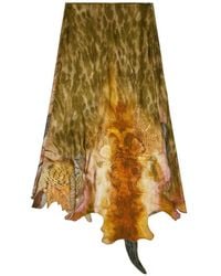 DIESEL - Asymmetrical Midi Skirt With Nature-Inspired Print - Lyst