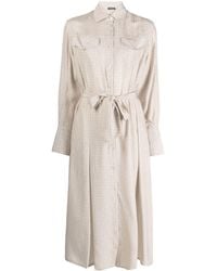 Kiton - Waist-tied Silk Shirt Dress - Lyst