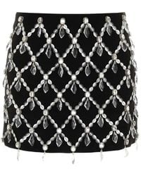 Des Phemmes - Crystal-Embellished Gabardine Skirt - Lyst