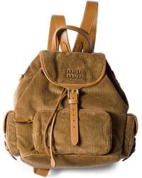Miu Miu - Large Corduroy Cotton Backpack - Lyst