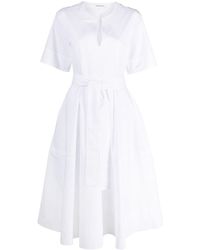 P.A.R.O.S.H. - Short-sleeved Cotton Flared Dress - Lyst