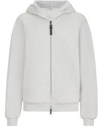 Brunello Cucinelli - Cotton Smooth French-Terry Topwear With Shiny Zipper-Pull - Lyst
