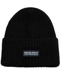 Woolrich - Gerippte Beanie Mit Logo-Patch - Lyst