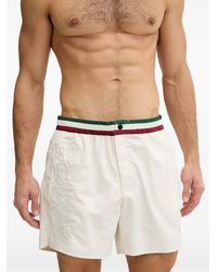 Aeronautica Militare - Logo-Embroidered Striped-Waistband Swim Shorts - Lyst