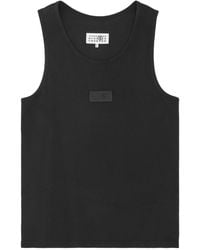 MM6 by Maison Margiela - Ribbed Logo-Plaque Tank Top - Lyst
