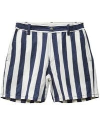 Versace - Striped Cotton Denim Shorts - Lyst