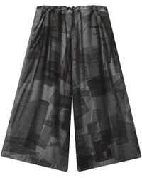 Y's Yohji Yamamoto - Newspaper-Print Wide-Leg Trousers - Lyst