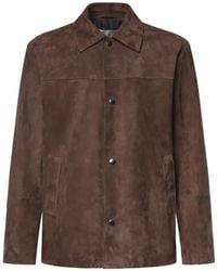 Grifoni - Perseo Suede Press-Stud Leather Jacket - Lyst