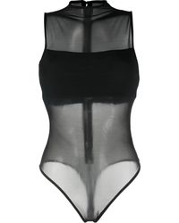 Alice + Olivia - Nichol High-Neck Sleeveless Mesh Bodysuit - Lyst