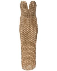 Carolina Herrera - Embellished Deep V-Neck Dress - Lyst