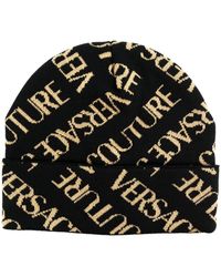 Versace - Couture Intarsia-knit Logo Fine-ribbed Beanie - Lyst