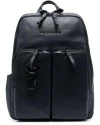 Piquadro - Logo-lettering Leather Backpack - Lyst