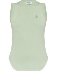 The Attico - Logo-Embroidered Curved-Hem Top - Lyst