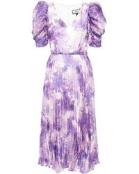 Nissa - Floral-print Pleated Midi Dress - Lyst