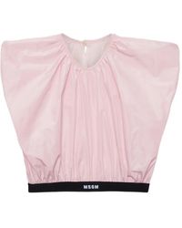 MSGM - Logo-Print Cropped Blouse - Lyst