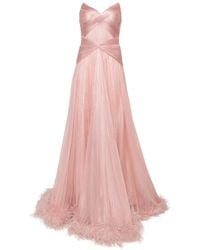 IRIS SERBAN - Mikael Feather-Trim Maxi Dress - Lyst