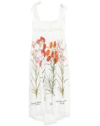 Alberta Ferretti - Floral-Detail Tie-Strap Midi Dress - Lyst