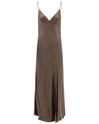 Alberta Ferretti - Satin Front-Slit Maxi Dress - Lyst
