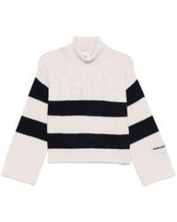 Erika Cavallini Semi Couture - Pull En Maille Torsadée À Rayures - Lyst