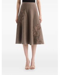 Oscar de la Renta - Hibiscus-Embroidered Knit Skirt - Lyst