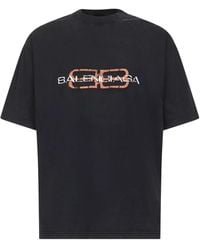 Balenciaga - Icon Stencil T-Shirt Zwart Crewneck Katoen - Lyst