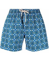 Peninsula - Tile-Print Drawstring-Waist Swim Shorts - Lyst