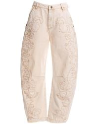 Agua Bendita - Fallon Floral-Embroidered Trousers - Lyst