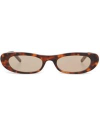 Saint Laurent - Zonnebril Met Ovalen Montuur En Schildpadschild Effect - Lyst