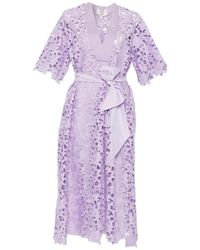 Psophia - Guipure-Lace Belted Midi Dress - Lyst