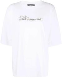 Blumarine - Embroidered-Logo Detail T-Shirt - Lyst