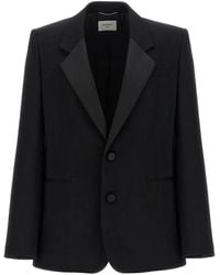 Saint Laurent - Grain De Poudre Wool Blazer - Lyst