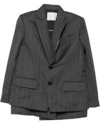 Sacai - Pinstriped Layered-Detail Blazer - Lyst